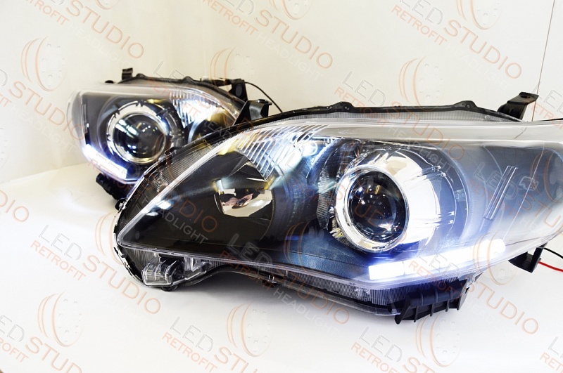 TOYOTA COROLLA E150 БИКСЕНОНОВЫЕ ФАРЫ BULLET BLACK